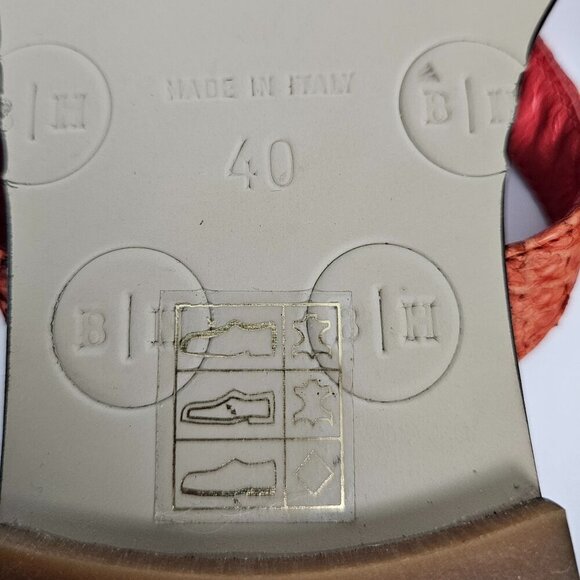 B|H Bella | Ha Red/Orange Snake Embossed Italian Leather Flip Flop Thong Sandal - Picture 5 of 9